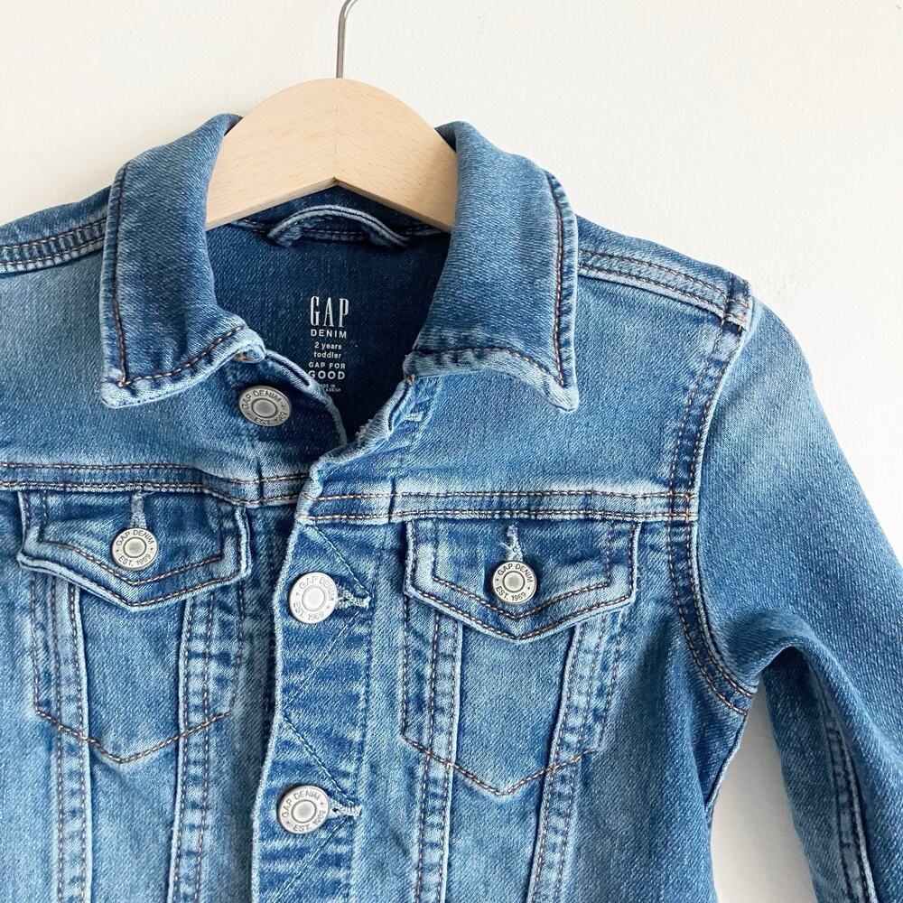 Gap for Good 2 2T Denim Jacket Blue Jean Medium Wash Unisex Gender Neutral - Picture 2 of 6